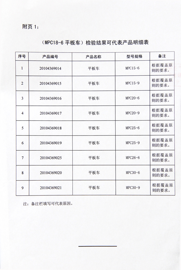 平板车质量检验报告